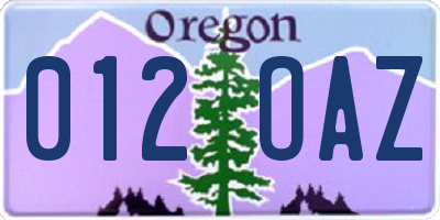 OR license plate 012OAZ
