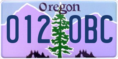 OR license plate 012OBC