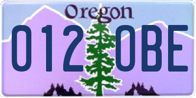 OR license plate 012OBE