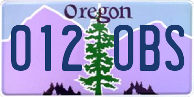 OR license plate 012OBS