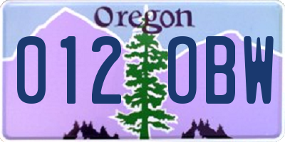 OR license plate 012OBW
