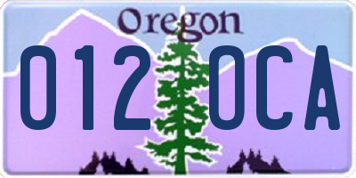 OR license plate 012OCA