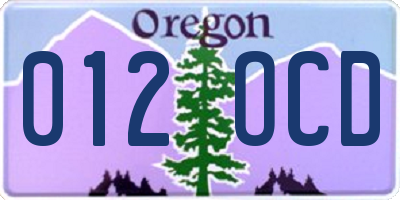 OR license plate 012OCD
