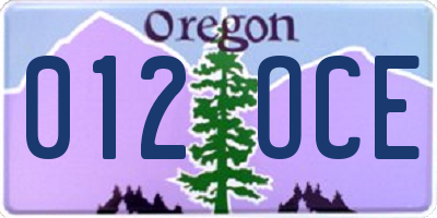 OR license plate 012OCE
