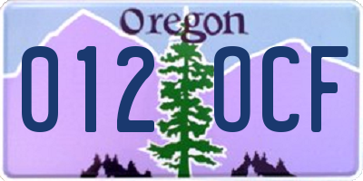 OR license plate 012OCF