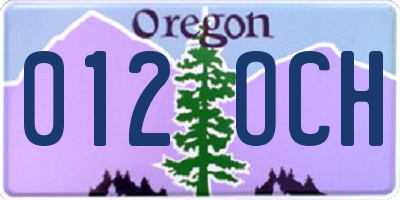 OR license plate 012OCH