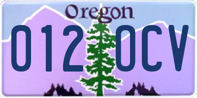 OR license plate 012OCV
