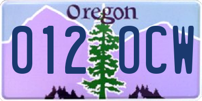 OR license plate 012OCW