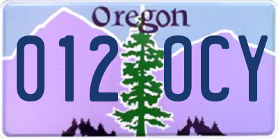 OR license plate 012OCY