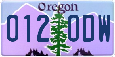 OR license plate 012ODW