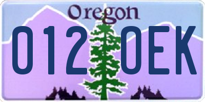 OR license plate 012OEK