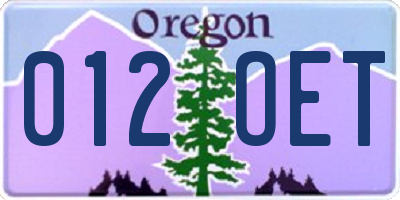 OR license plate 012OET