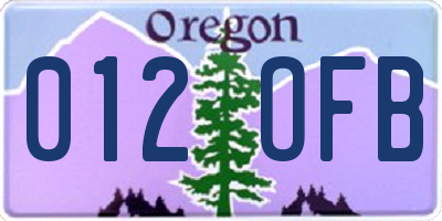 OR license plate 012OFB