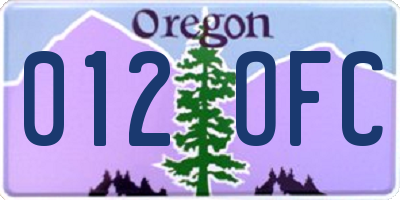 OR license plate 012OFC