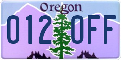 OR license plate 012OFF