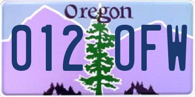 OR license plate 012OFW