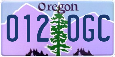 OR license plate 012OGC