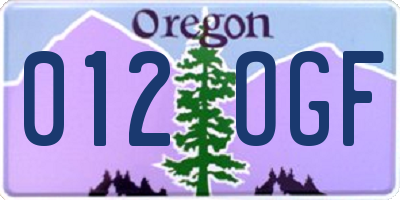 OR license plate 012OGF