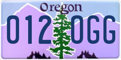 OR license plate 012OGG
