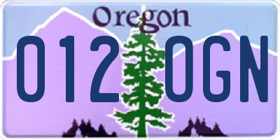 OR license plate 012OGN