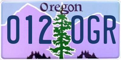 OR license plate 012OGR