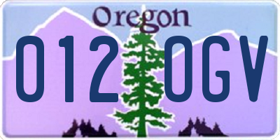 OR license plate 012OGV