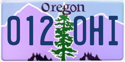 OR license plate 012OHI