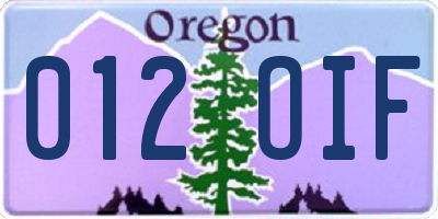 OR license plate 012OIF