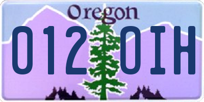 OR license plate 012OIH