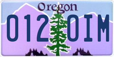 OR license plate 012OIM