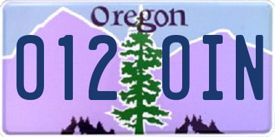 OR license plate 012OIN