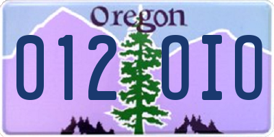 OR license plate 012OIO