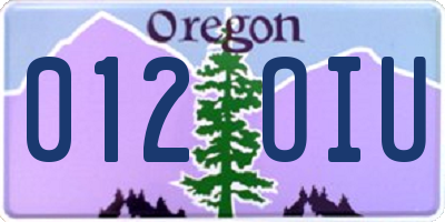 OR license plate 012OIU