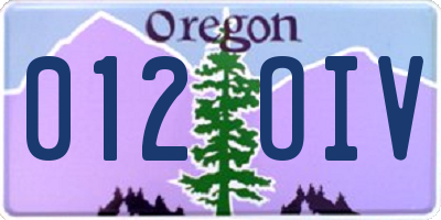 OR license plate 012OIV