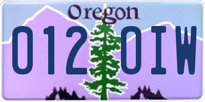 OR license plate 012OIW