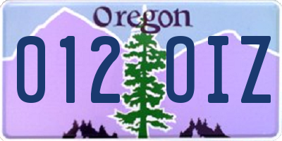 OR license plate 012OIZ