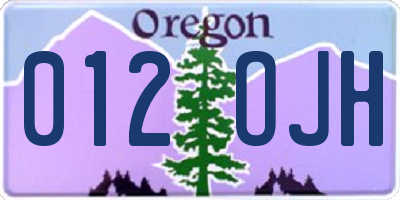 OR license plate 012OJH