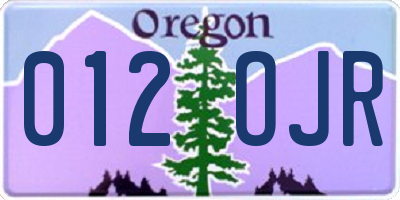 OR license plate 012OJR