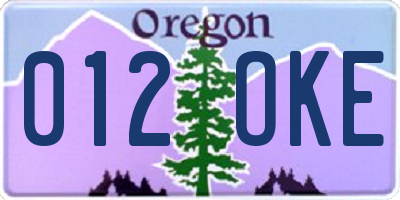 OR license plate 012OKE