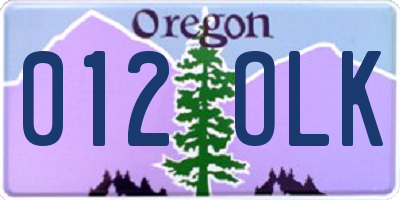 OR license plate 012OLK