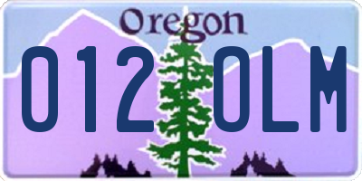 OR license plate 012OLM