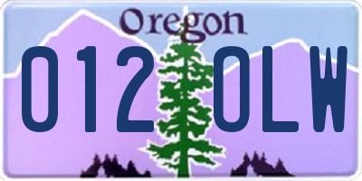 OR license plate 012OLW