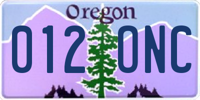 OR license plate 012ONC
