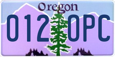 OR license plate 012OPC