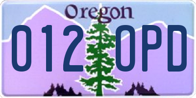 OR license plate 012OPD