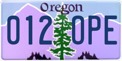 OR license plate 012OPE