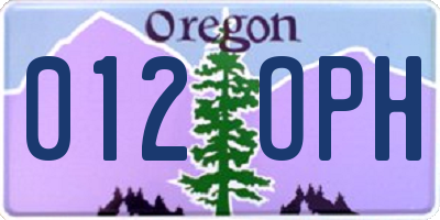 OR license plate 012OPH
