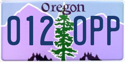 OR license plate 012OPP