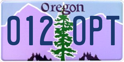 OR license plate 012OPT