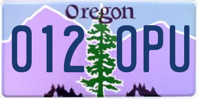 OR license plate 012OPU
